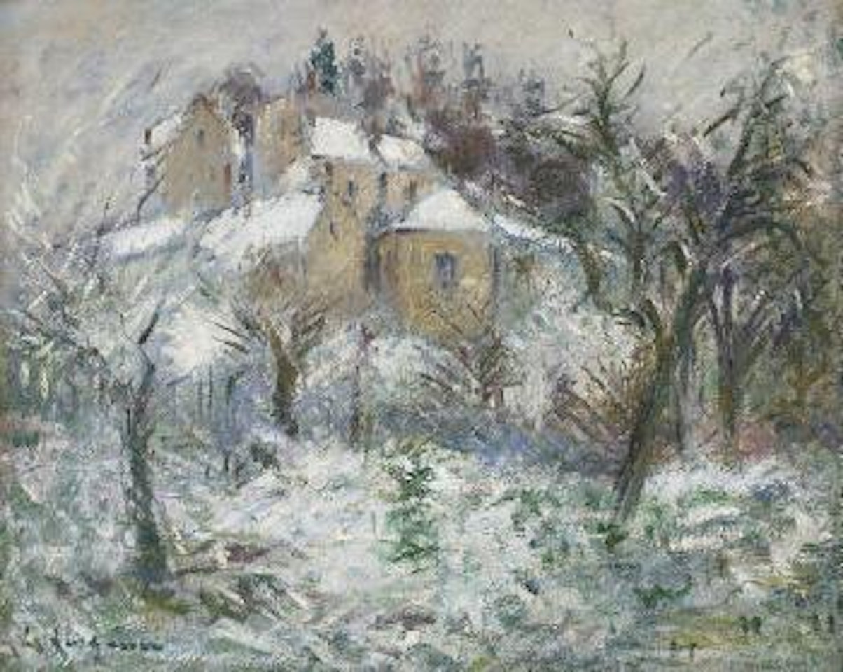 Maisons à Pontoise sous la neige by Gustave Loiseau