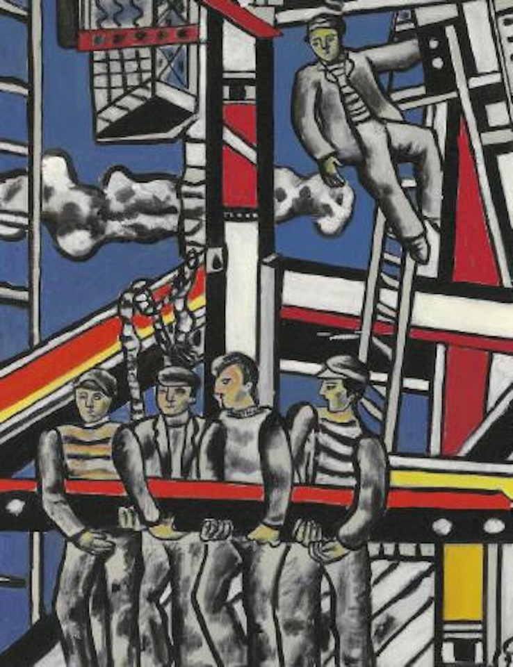 Etude pour  Les constructeurs, fond bleu by Fernand Leger