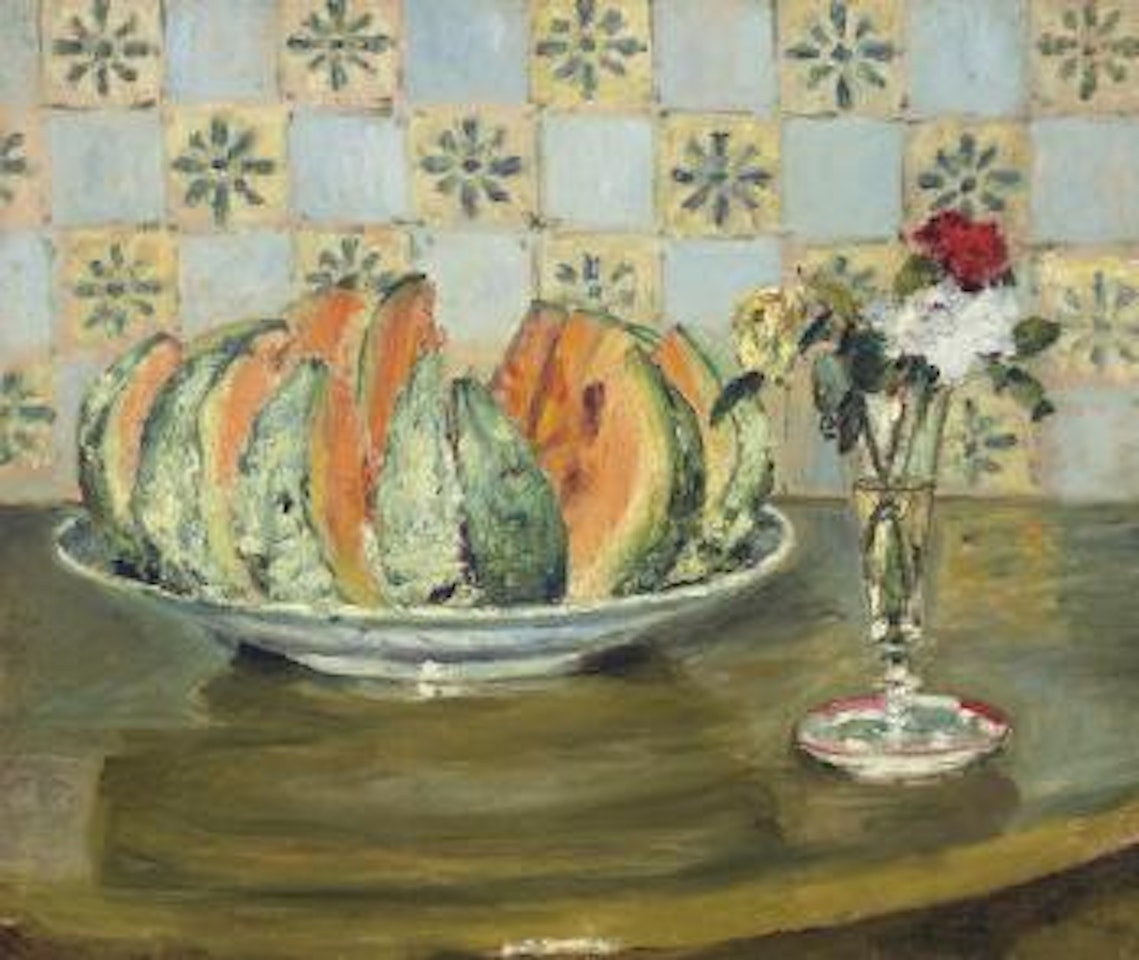 Nature morte au melon et au vase de fleurs by Pierre-Auguste Renoir