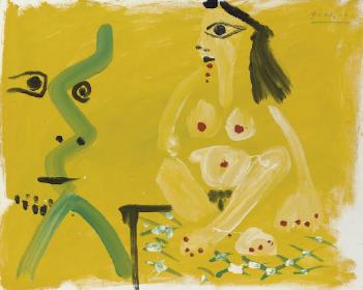 Tête d'homme et nu assis by Pablo Picasso