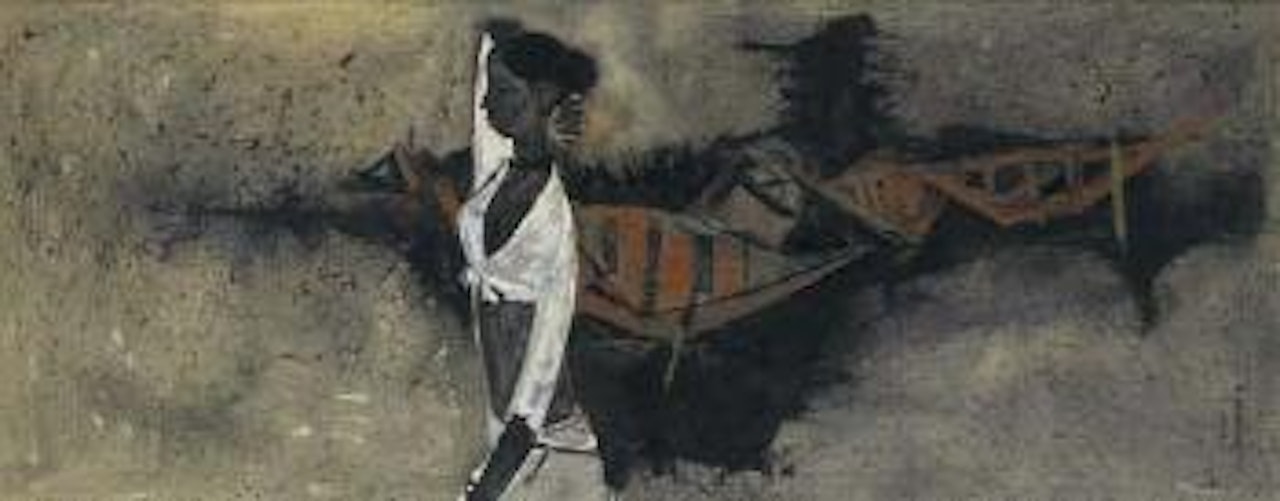 Untitled (Woman and boats) by B Prabha