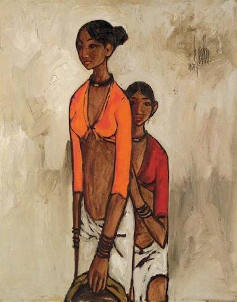Untitled (Two Standing Girls) by B Prabha