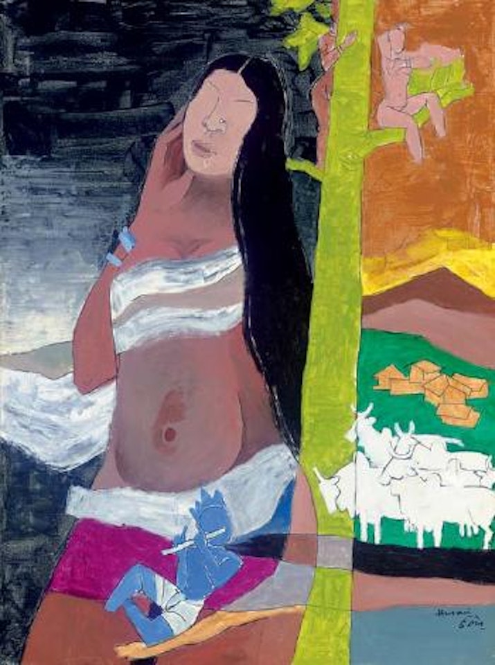 Bal Krishna Rural India by M.F. Husain