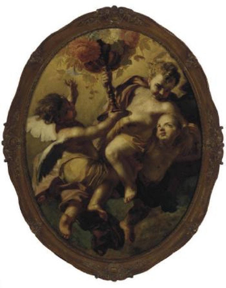 Putti bearing flowers by Neapolitan School