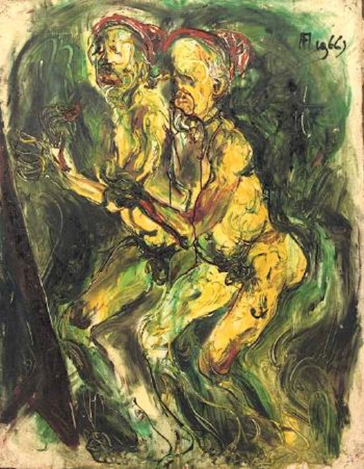 The artist at work by Affandi