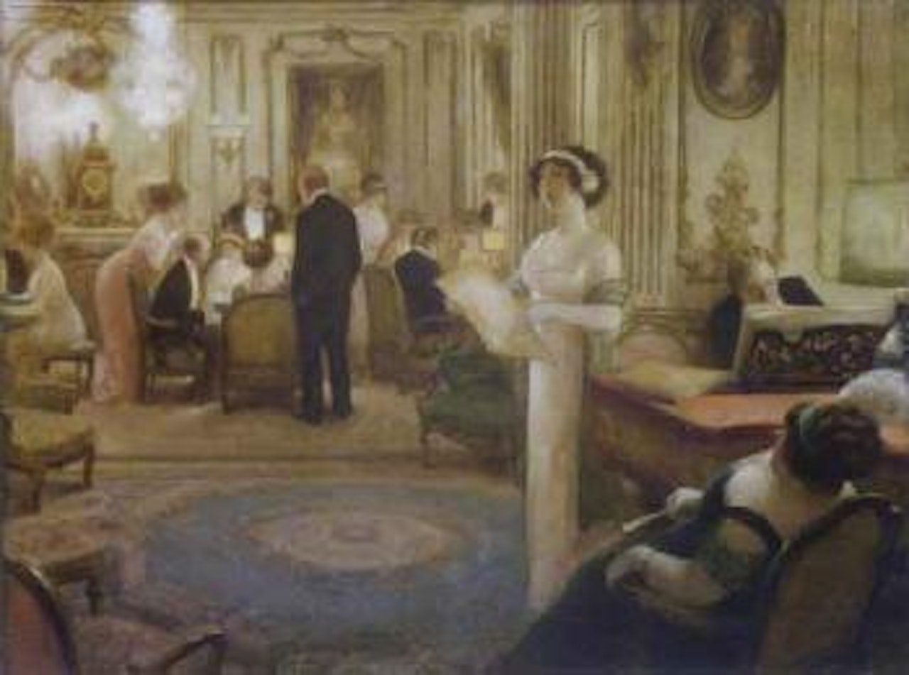 Cantatrice animant une soiree mondaine by Albert Guillaume