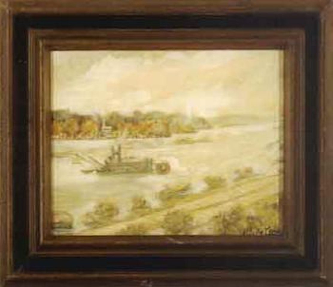 Steamboat under way on the river by Hayley Lever