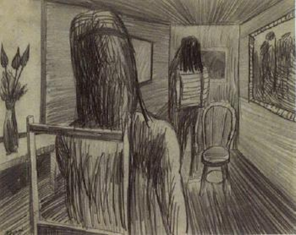 Interior with two figures by Charles Blackman