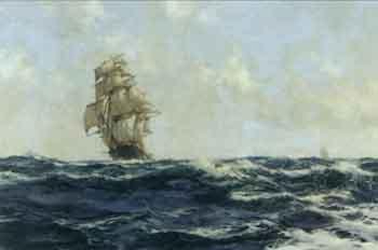Rollicking seas, the Westward Ho by Montague Dawson