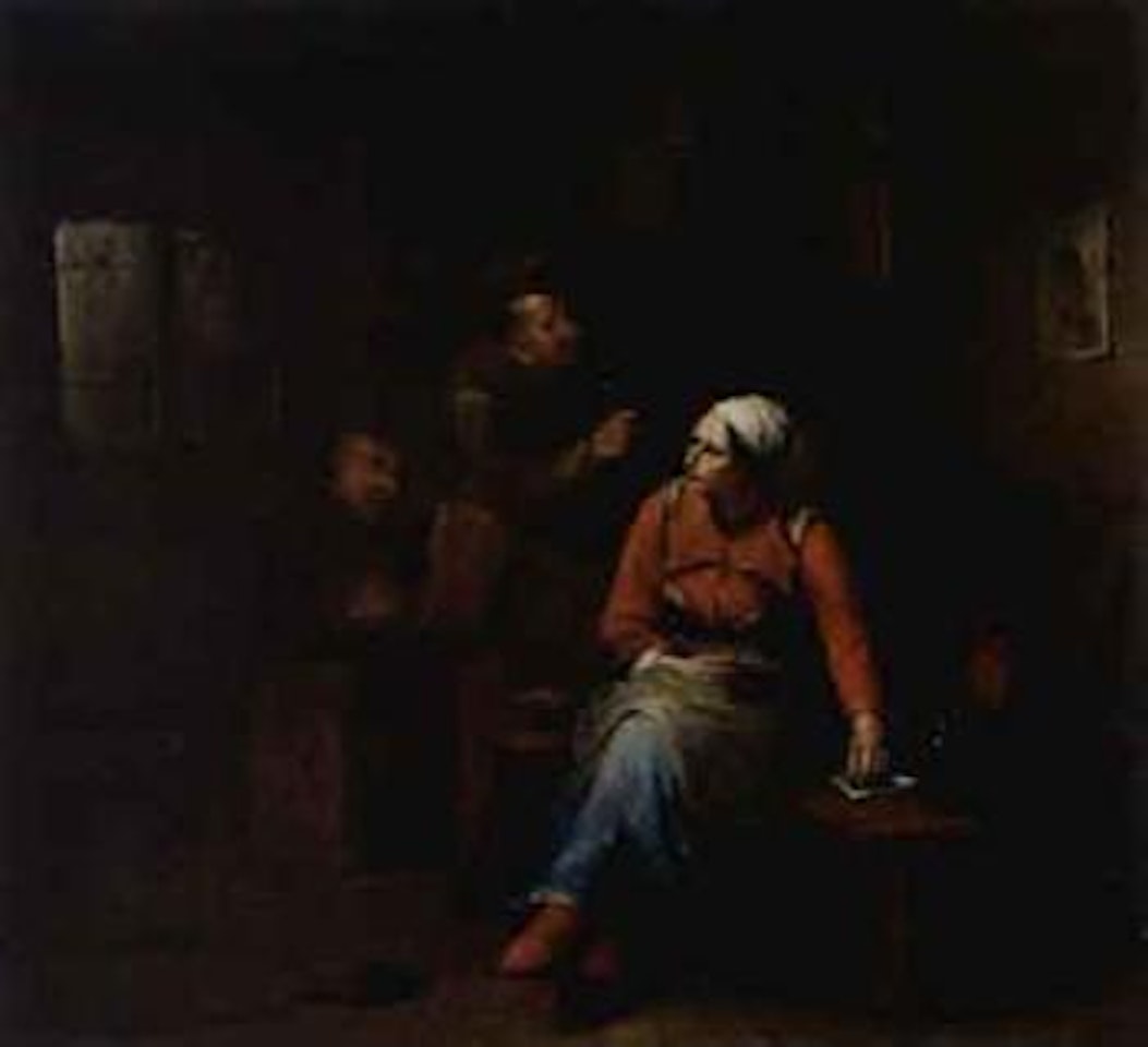 Two peasants and a woman in an inn by Egbert van Heemskerk III