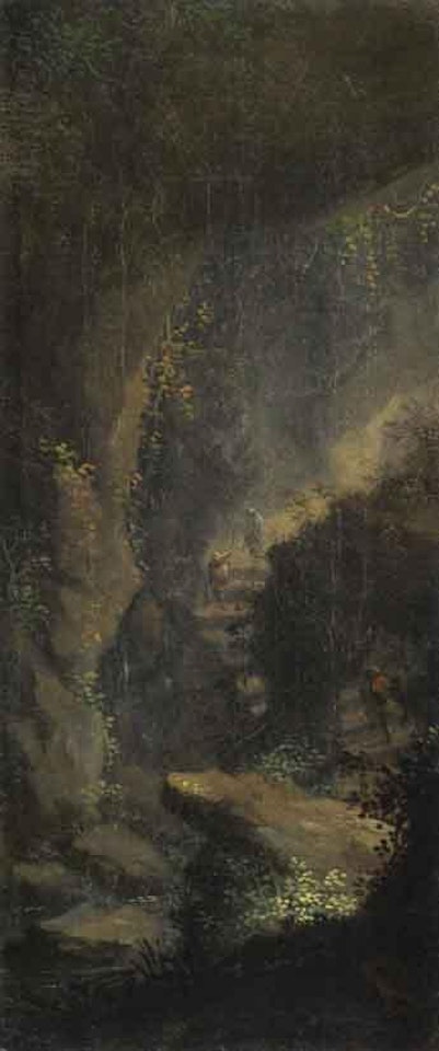 Three smugglers in rocky fissure by Carl Spitzweg