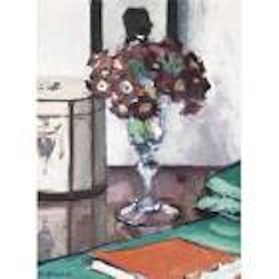 Still life with primulas and a book by Francis Campbell Boileau Cadell