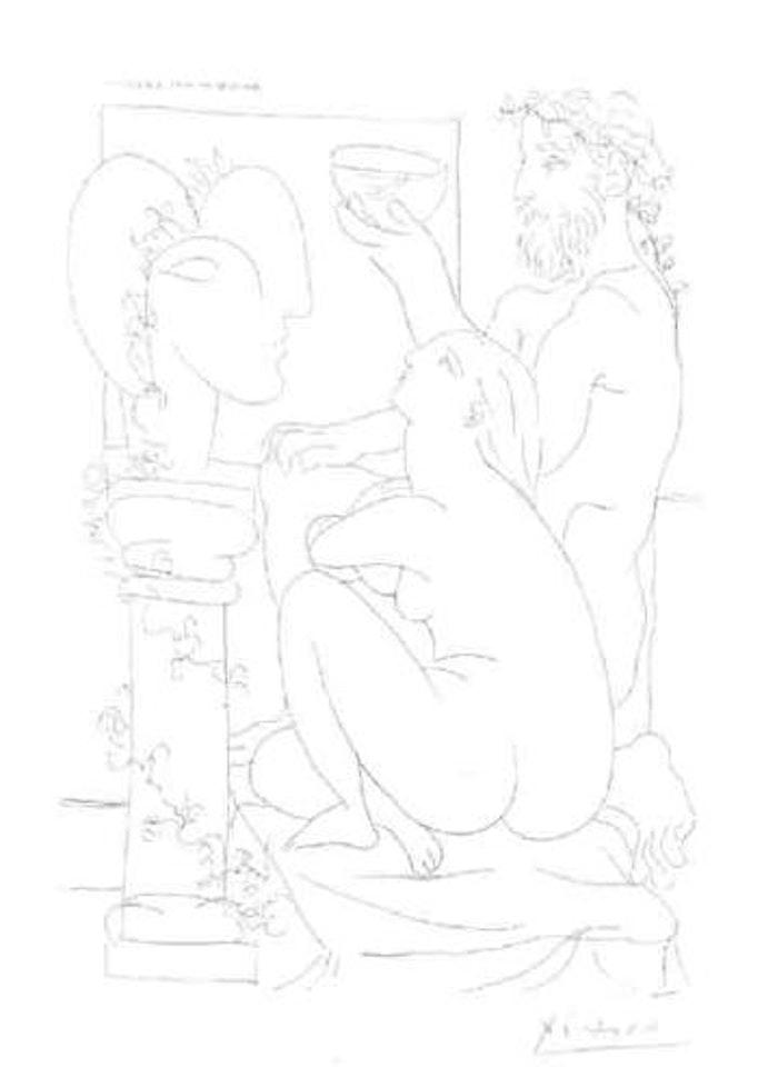 Sculpteur avec coupe et modele accroupi by Pablo Picasso
