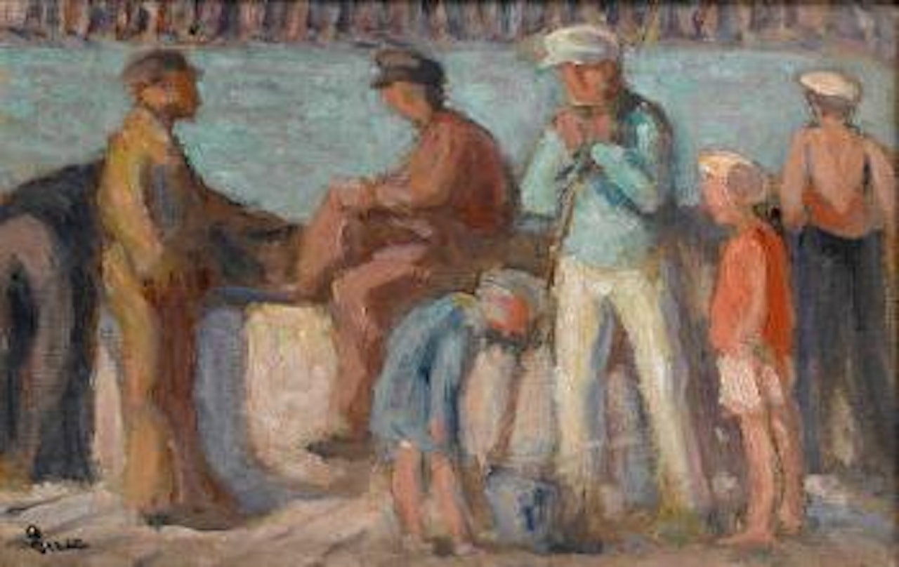 Le Treport, Matelots sur le Quai by Maximilien Luce