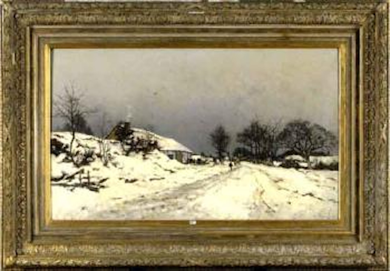 Paysage du Limbourg anime sous la neige by Joseph Coosemans