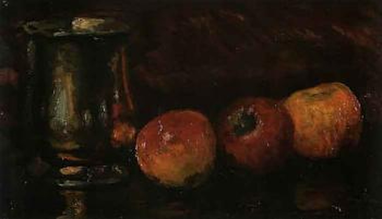 Still life, apples and pewter by George Leslie Hunter