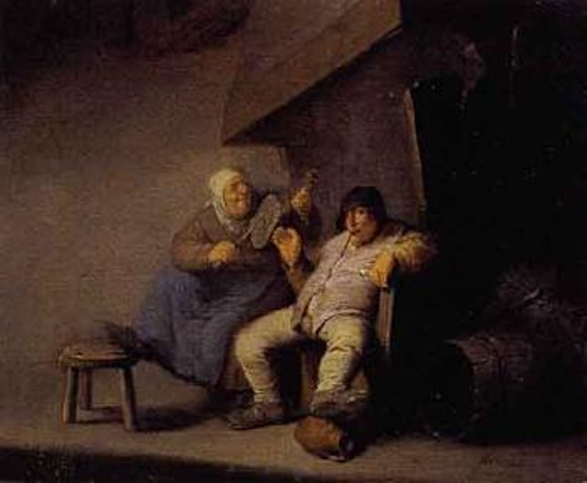 Peasants in interior by Adriaen van Ostade
