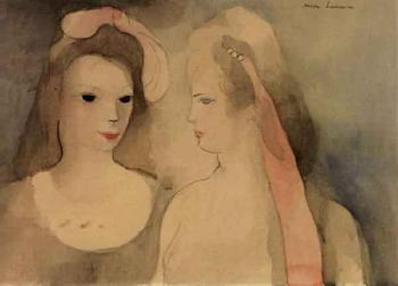 Deux jeunes femmes aux coiffures roses by Marie Laurencin