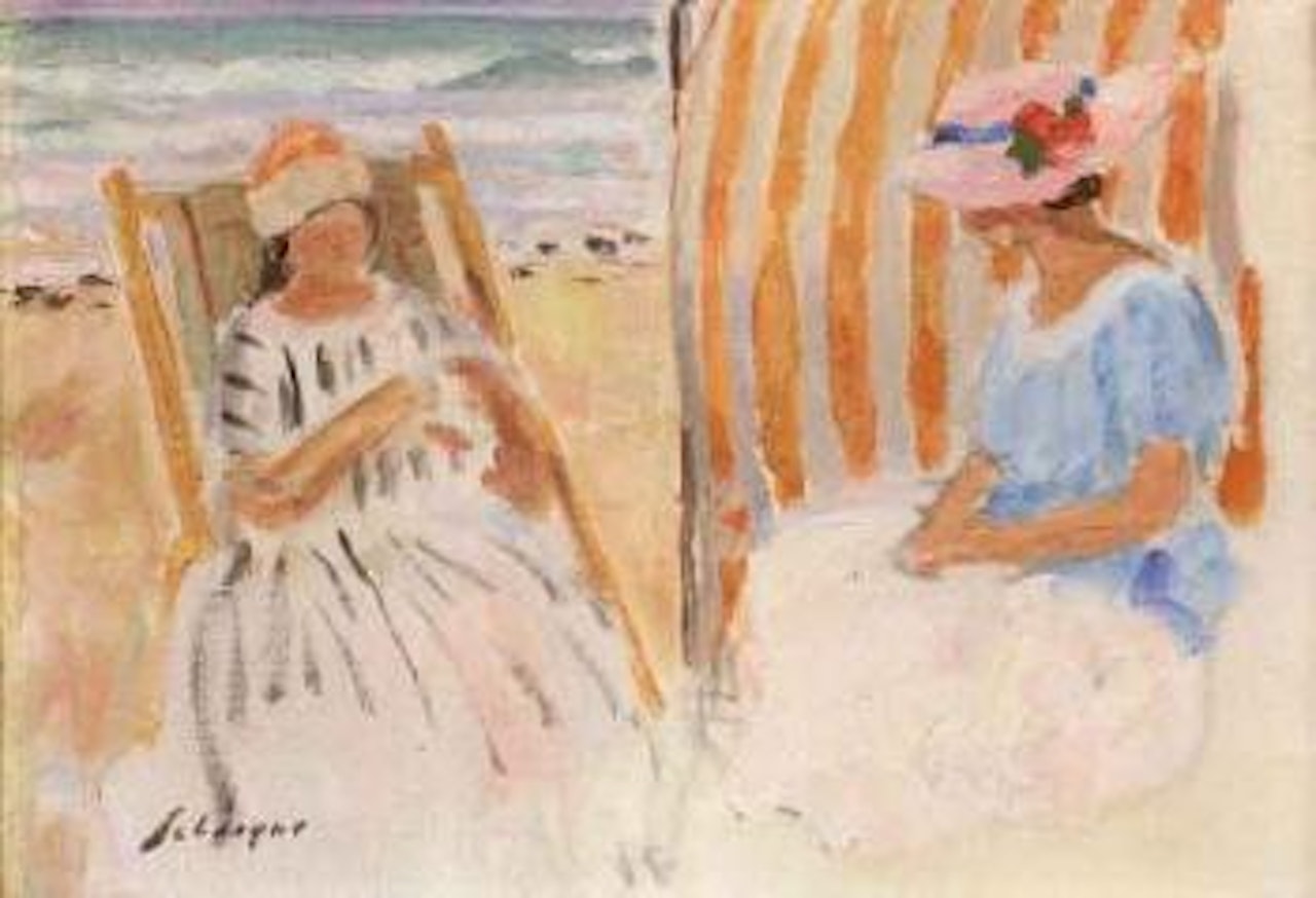 Deux jeune filles sur la Plage de Saint-Jean-de-Monts by Henri Lebasque