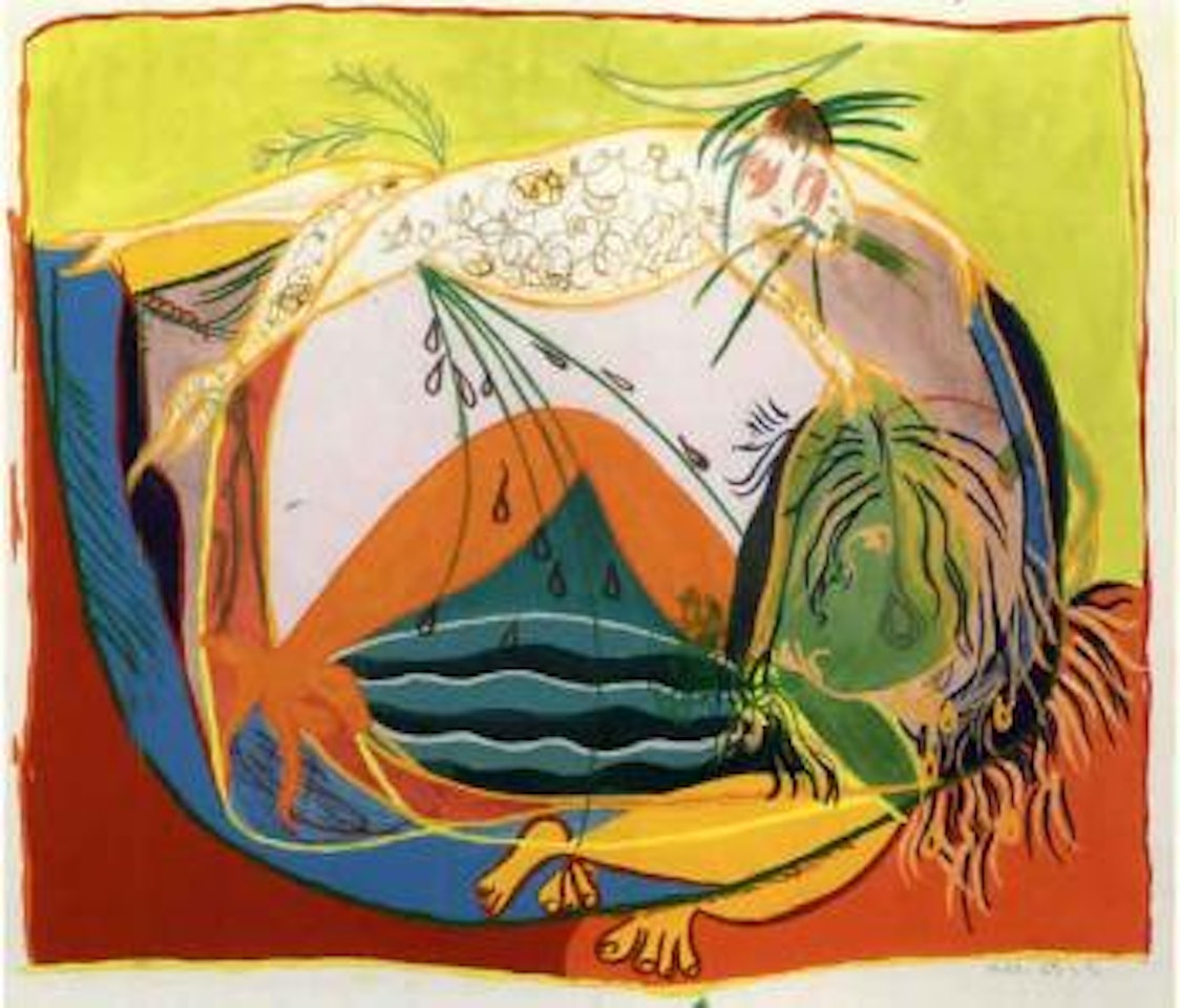 Nude being unveiled by dog by Arthur Merric Bloomfield Boyd