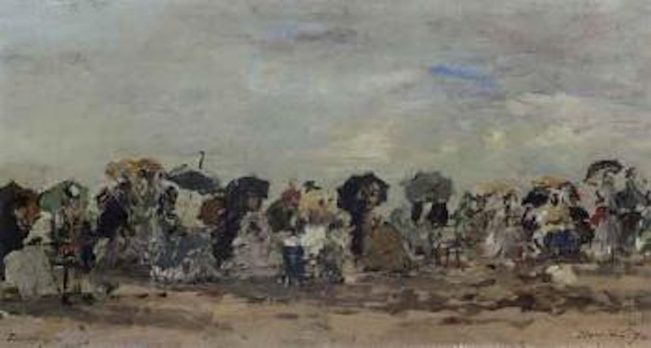 Sur la plage a Trouville by Eugène Boudin