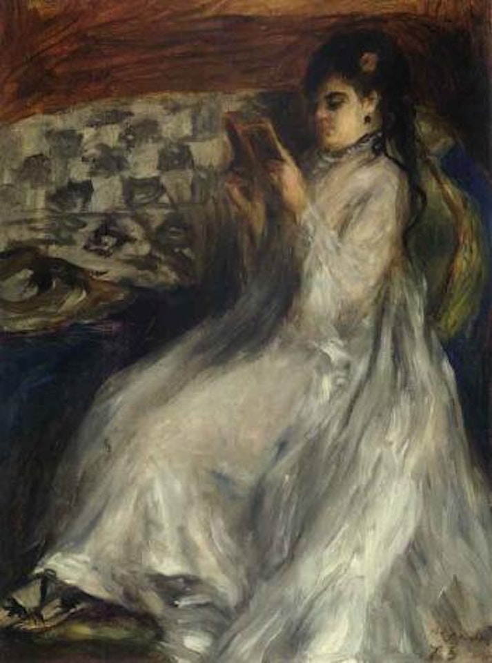 Jeune femme en blanc lisant by Pierre-Auguste Renoir