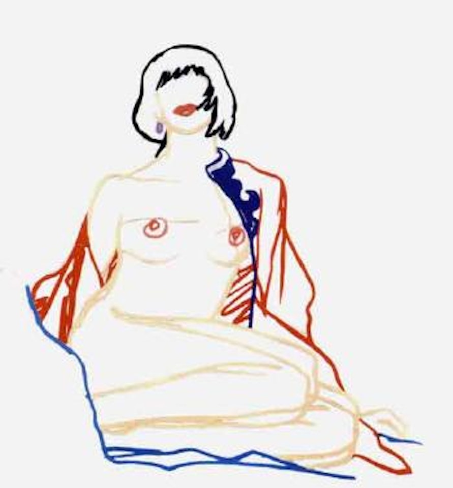 Monica sitting undressing by Tom Wesselmann