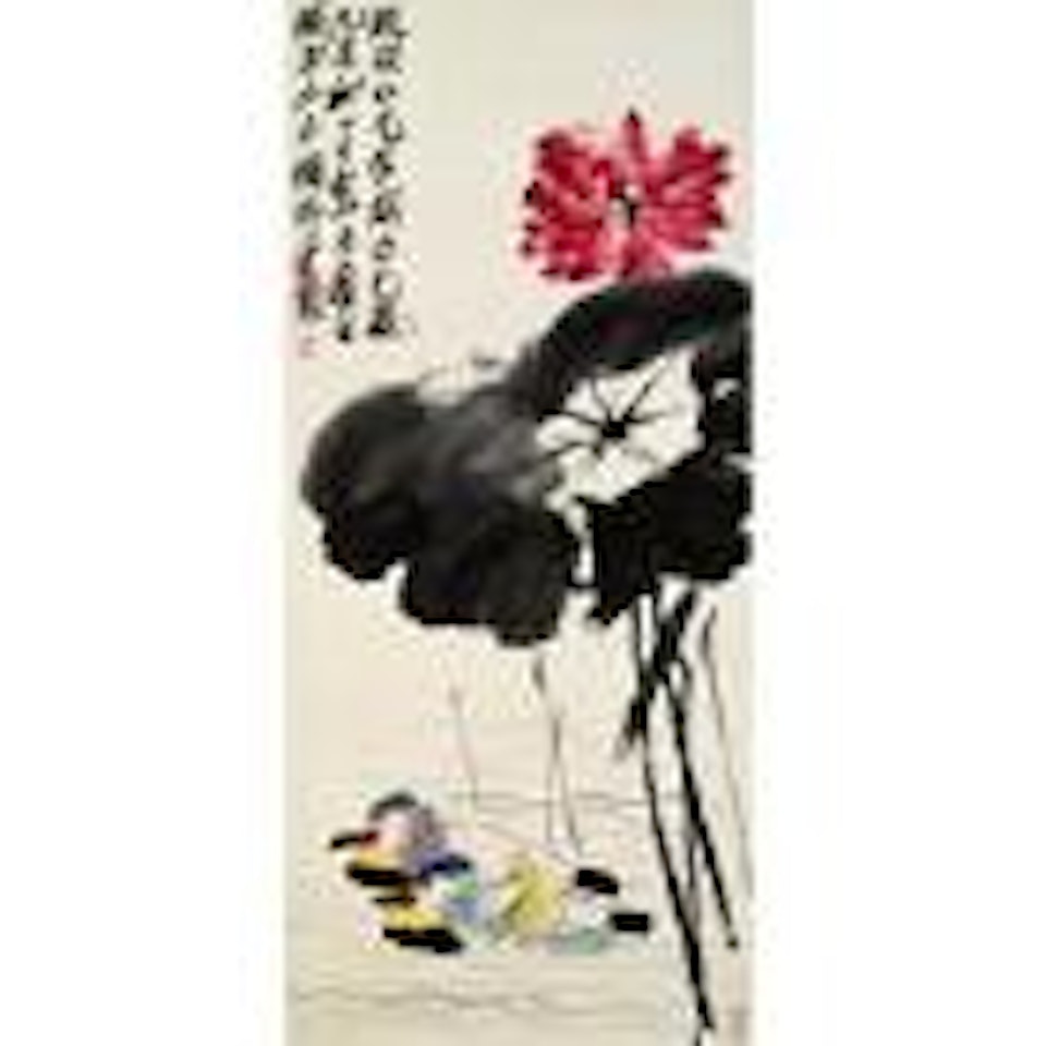 Mandarin ducks in lotus pond by Qi Baishi