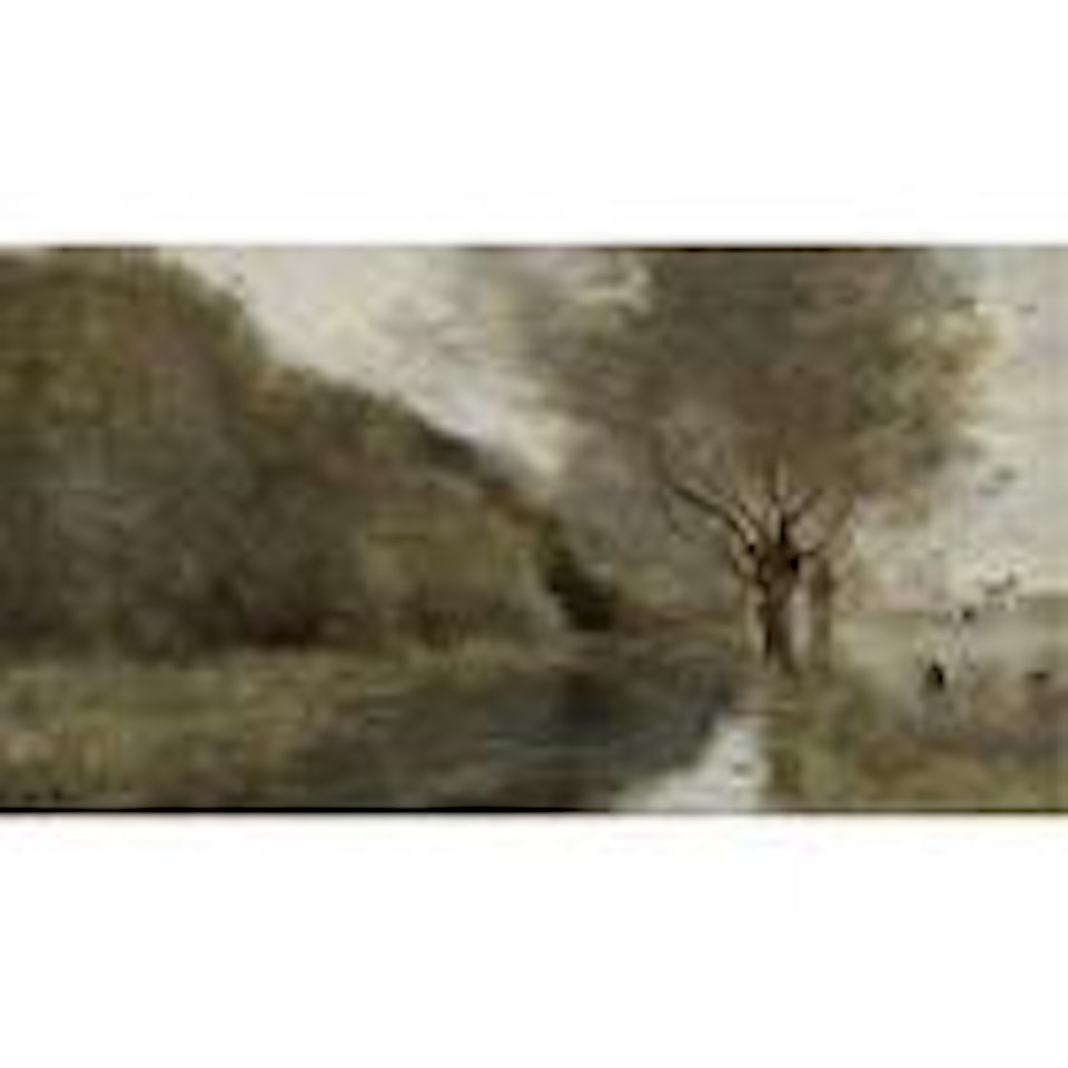 Pres Gisors, Saulaie et riviere, effet du matin by Jean Baptiste Camille Corot