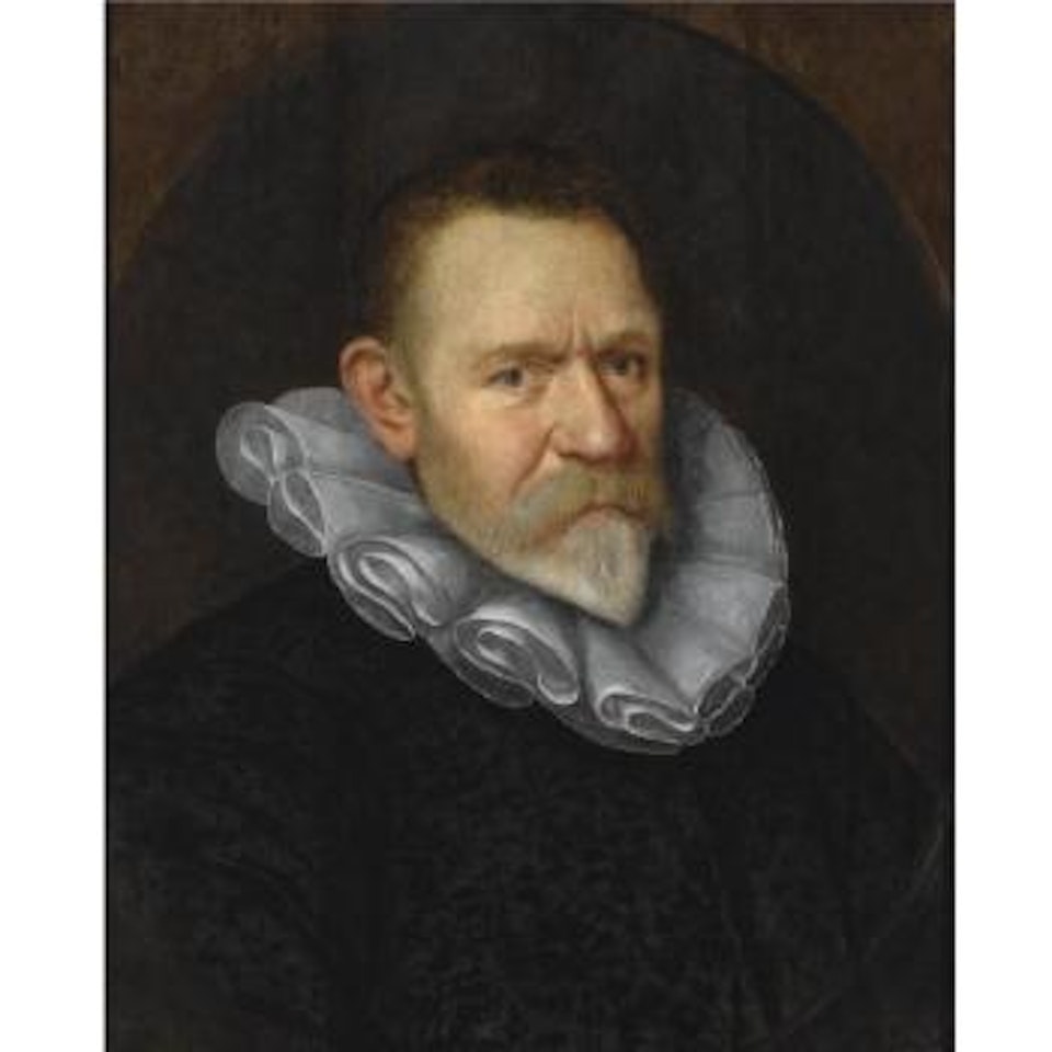 Portrait of a bearded man wearing black coat with white collar by Paulus Moreelse