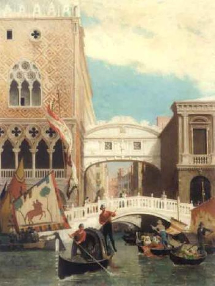 Gondolas before the Bridge of Sighs by Germain-Fabius Brest