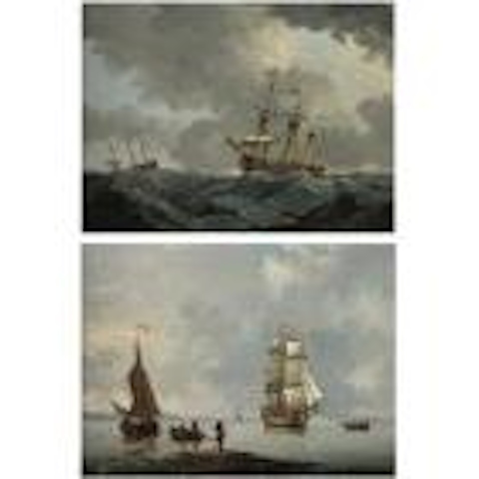 British man-of-war being towed to anchor by Francis Swaine