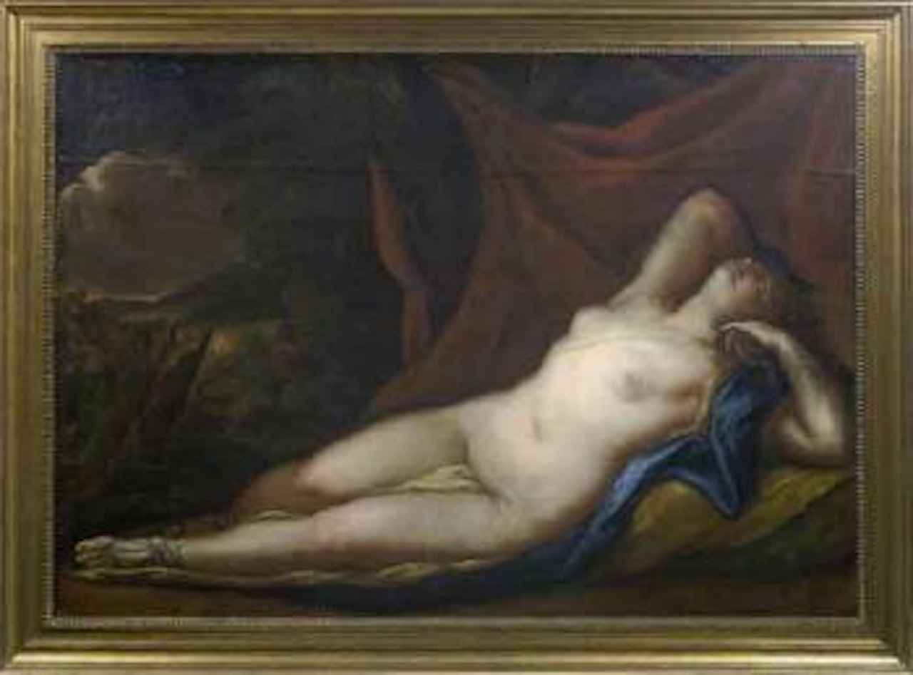 Sleeping Venus in landscape by Italian School