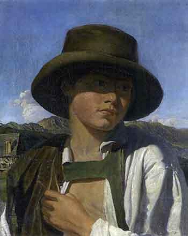 Young peasant boy wearing hat by Ferdinand Georg Waldmüller