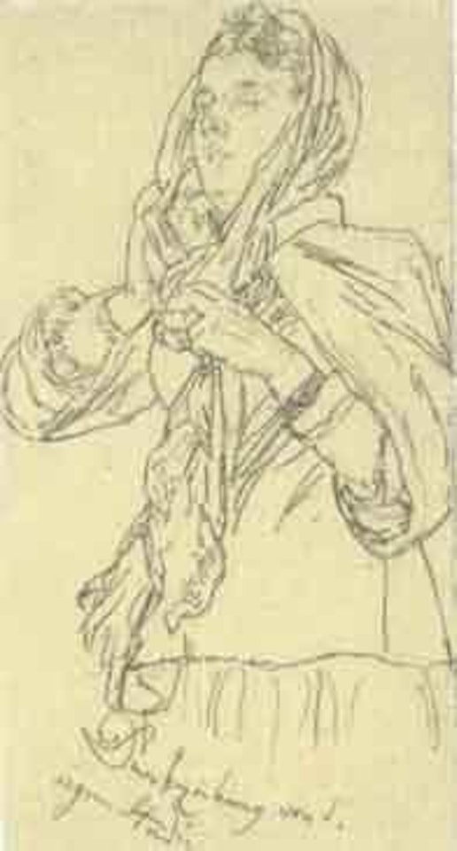 Woman wearing headscarf by Adolph Menzel