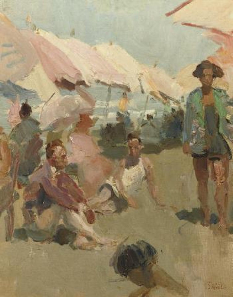 Under the parasols, Viareggio by Isaac Israels