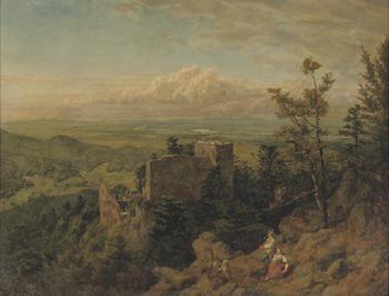 Die burgruine Hohenbaden: looking out over the Rhein valley, Baden Baden by Hans Thoma