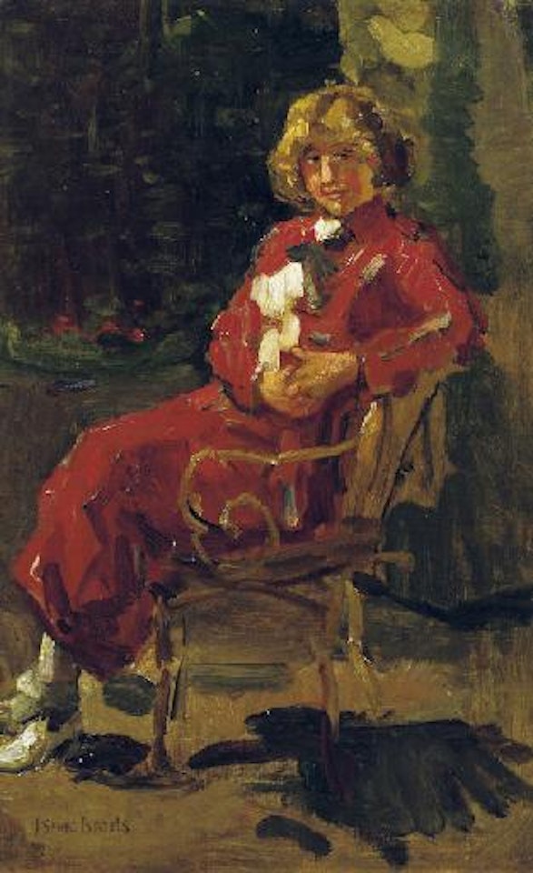 A lady in a red dress by Isaac Israels