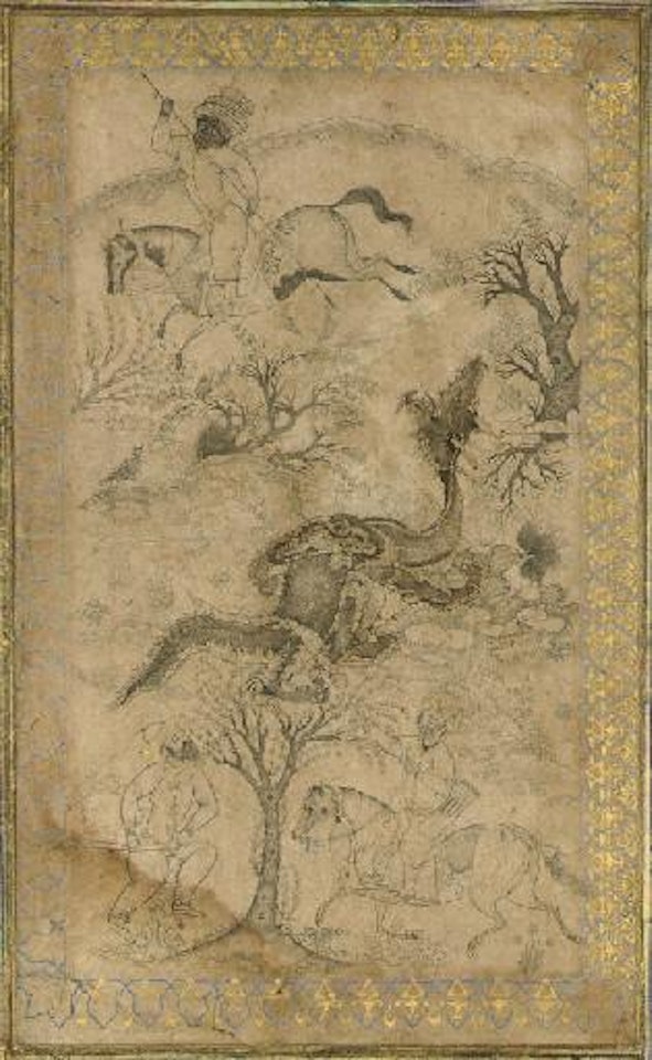 A Dragon Hunt by Safavid School
