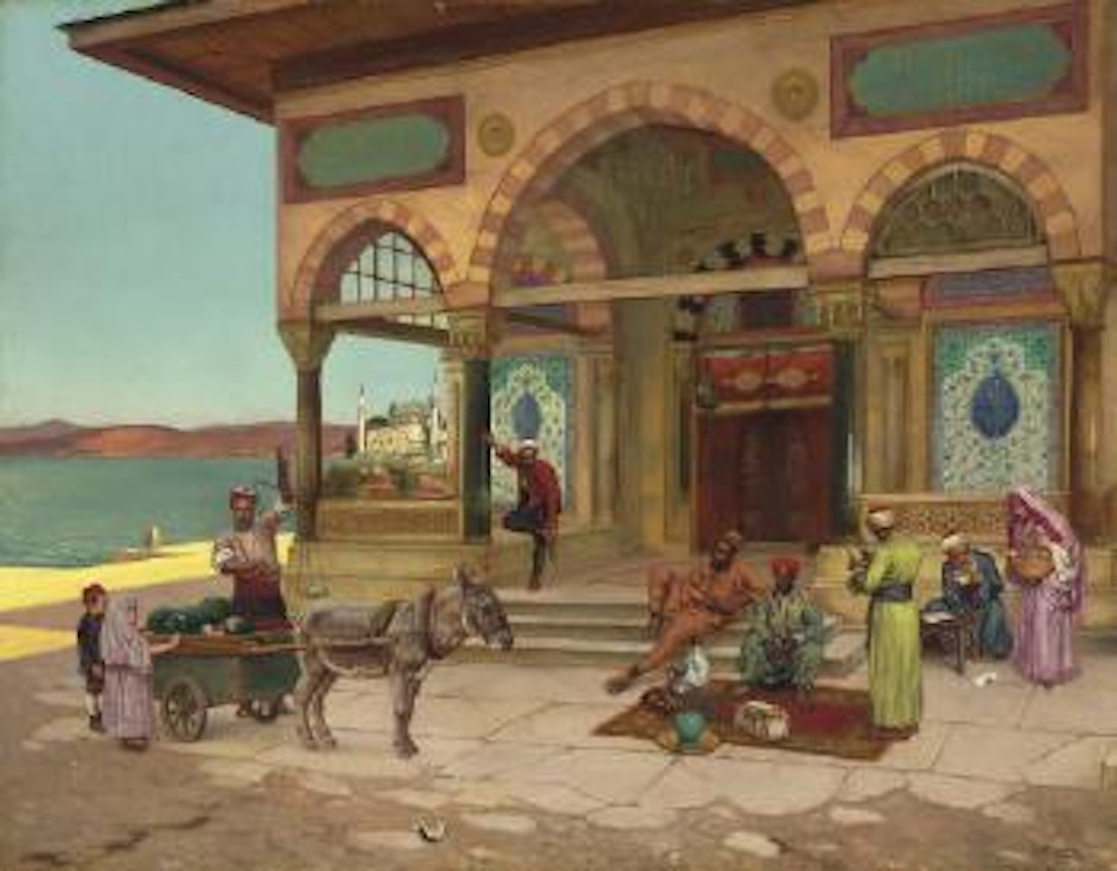 Outside the Selim Türbe, Constantinople by Rudolf Ernst