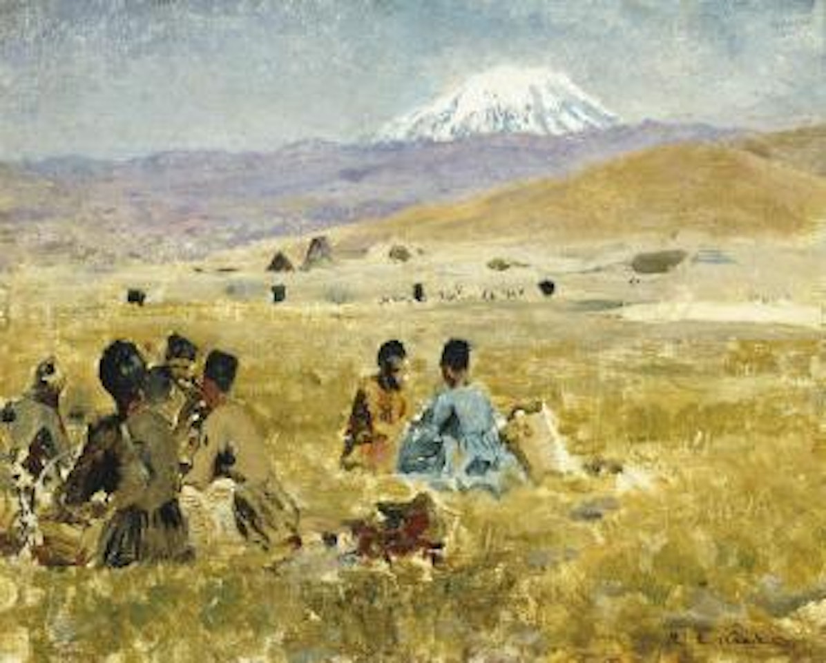 Persians lunching on the Grass, Mt. Ararat in the Distance by Edwin Lord Weeks
