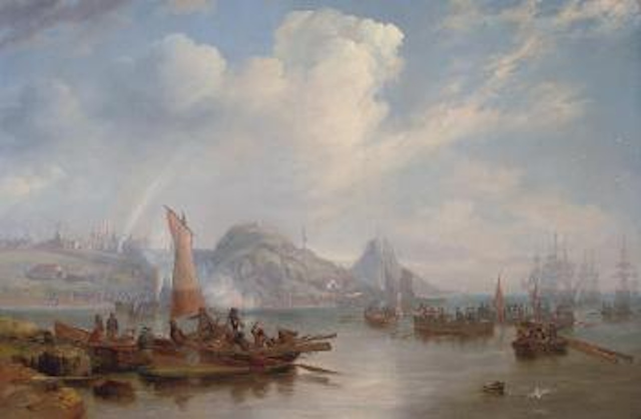 Mr John Selby, as Lord of the Manor, perambulating or 'beating' the boundaries of Holy Island, Northumberland, 22nd October 1839 by John Wilson Carmichael