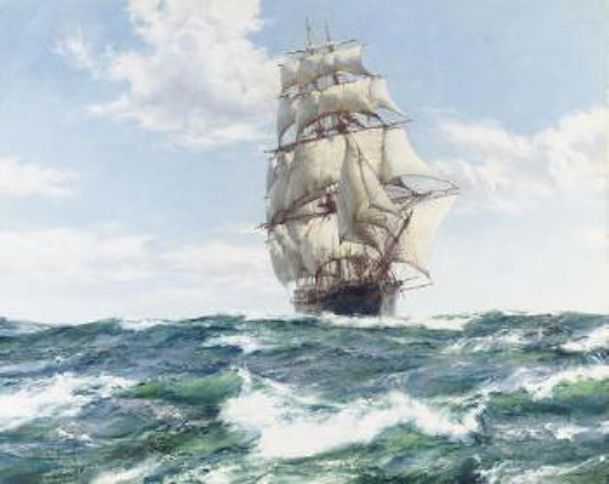 The American clipper Lightning holding a steady course by Montague Dawson