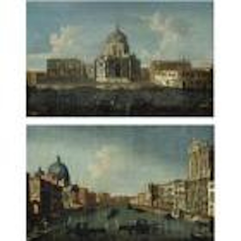 Venice, a view of the Church of Santa Maria della Salute. Venice, a view of the Grand Canal with the Chiesa degli Scalzi by Michele Marieschi
