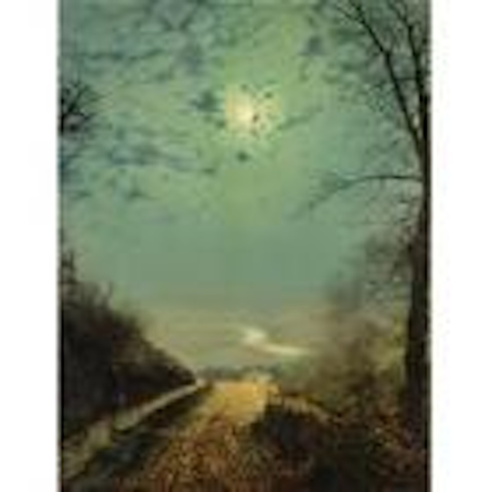 A wet road by moonlight, Wharfedale by John Atkinson Grimshaw
