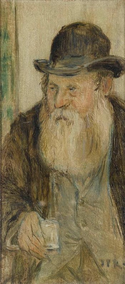 Portrait of an old man wearing a bowler hat by Jean Francois Raffaelli
