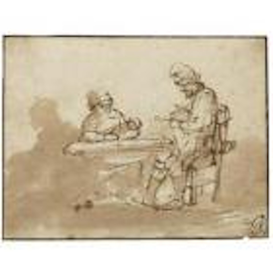 The Holy Family seated in an interior by Attributed to Rembrandt Harmensz van Rijn