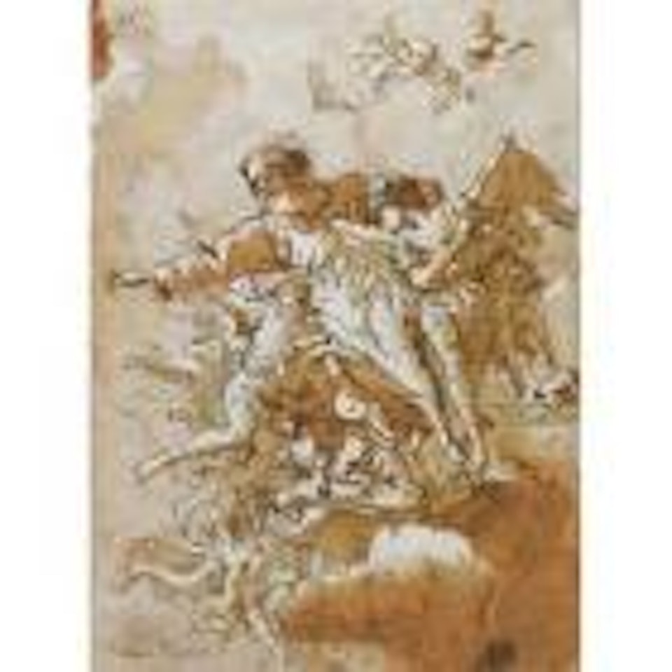 God the Father in the clouds supported by angels and putti by Giovanni Domenico Tiepolo