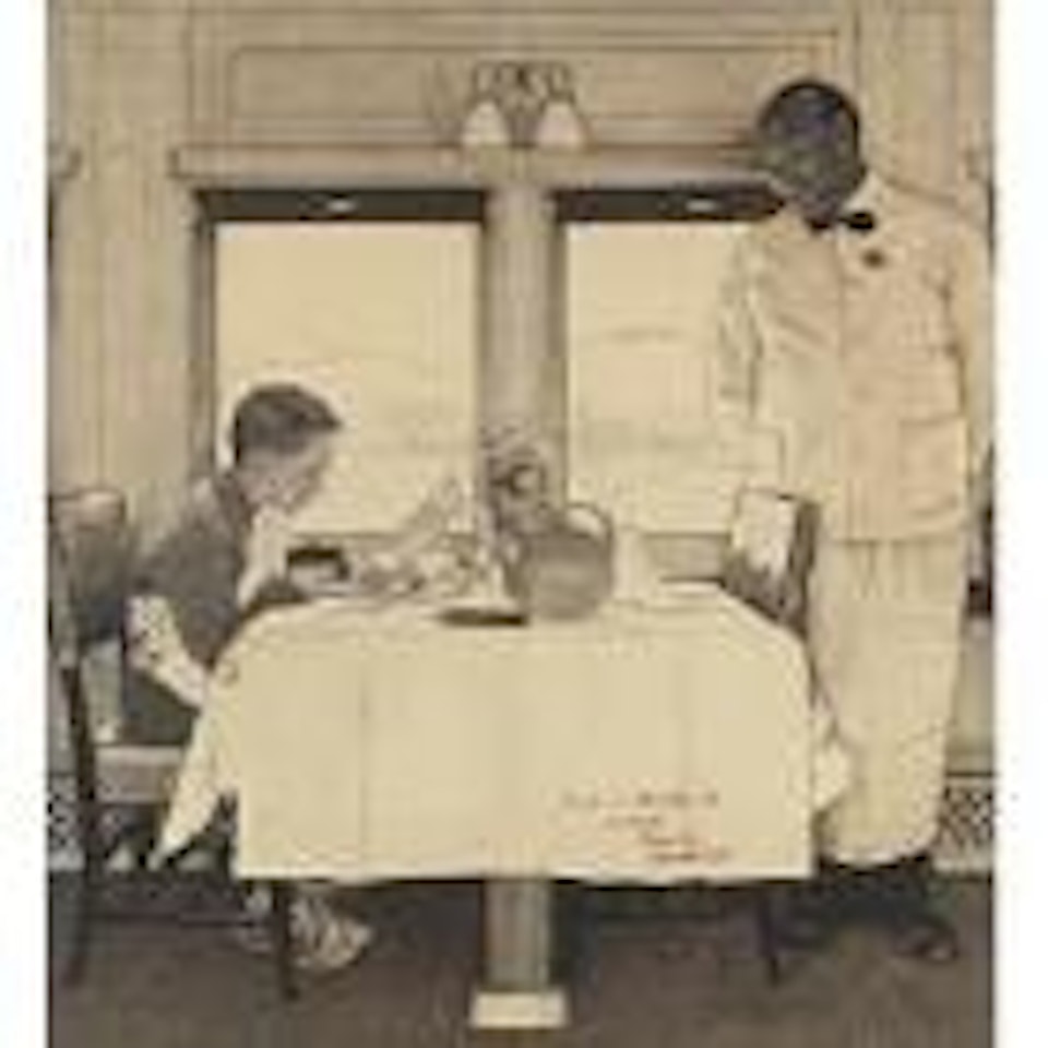 Boy in Dining Car by Norman Rockwell