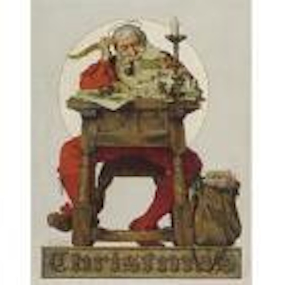 Christmas: Santa Reading Mail by Norman Rockwell